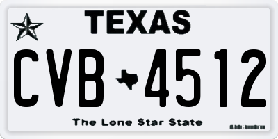 TX license plate CVB4512
