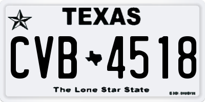 TX license plate CVB4518