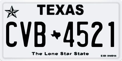 TX license plate CVB4521