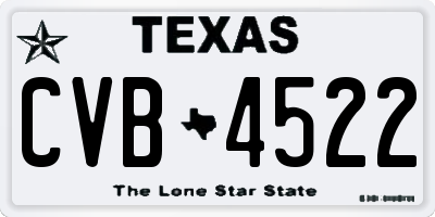 TX license plate CVB4522