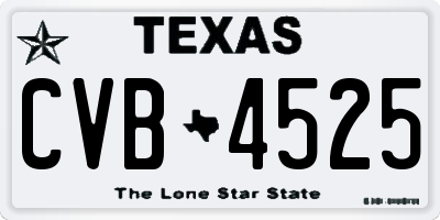 TX license plate CVB4525