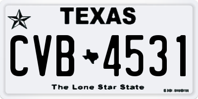 TX license plate CVB4531