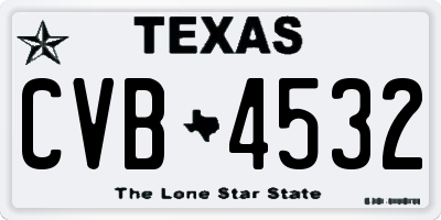 TX license plate CVB4532