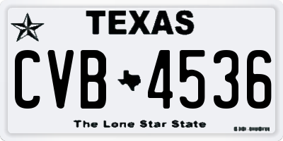 TX license plate CVB4536