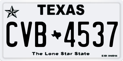 TX license plate CVB4537