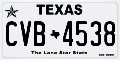 TX license plate CVB4538