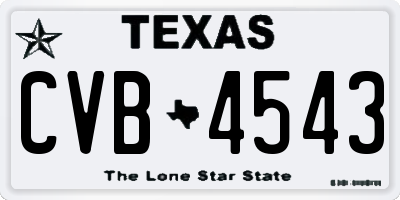 TX license plate CVB4543