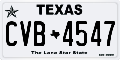TX license plate CVB4547