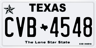 TX license plate CVB4548