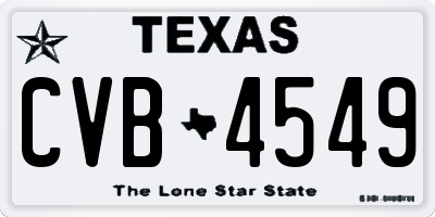 TX license plate CVB4549