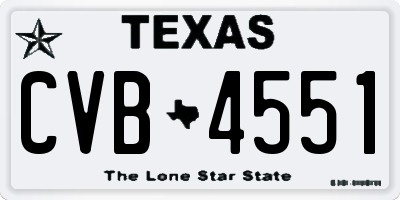 TX license plate CVB4551