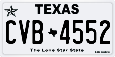 TX license plate CVB4552