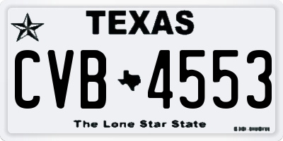 TX license plate CVB4553
