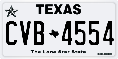 TX license plate CVB4554