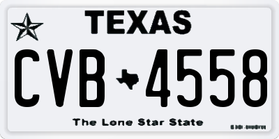 TX license plate CVB4558