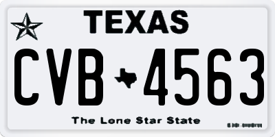 TX license plate CVB4563