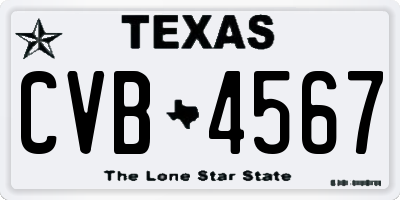 TX license plate CVB4567
