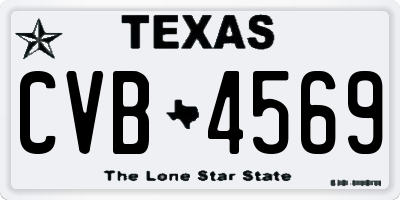 TX license plate CVB4569