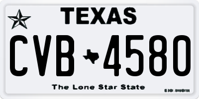 TX license plate CVB4580