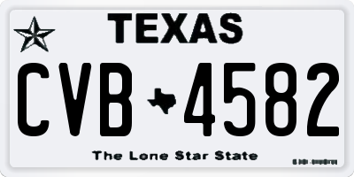 TX license plate CVB4582