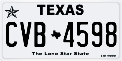TX license plate CVB4598