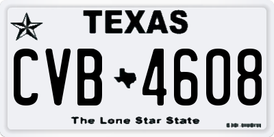 TX license plate CVB4608