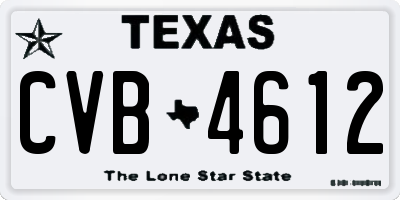 TX license plate CVB4612