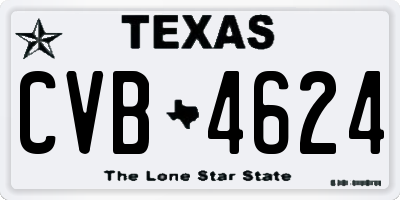 TX license plate CVB4624