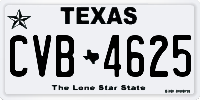 TX license plate CVB4625