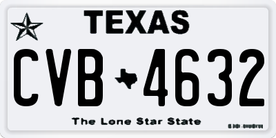TX license plate CVB4632