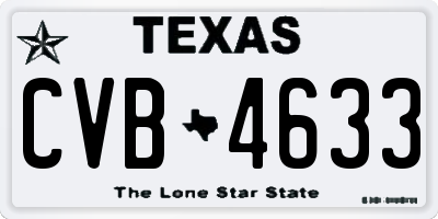 TX license plate CVB4633