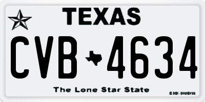 TX license plate CVB4634
