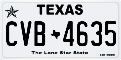 TX license plate CVB4635