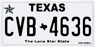 TX license plate CVB4636