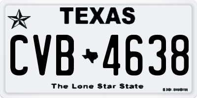 TX license plate CVB4638