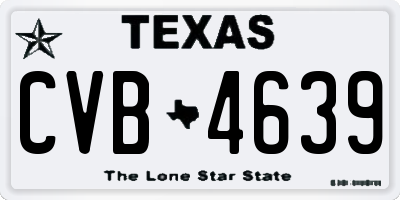 TX license plate CVB4639