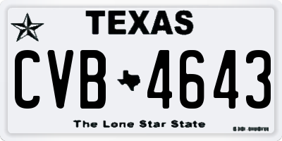 TX license plate CVB4643