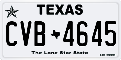 TX license plate CVB4645