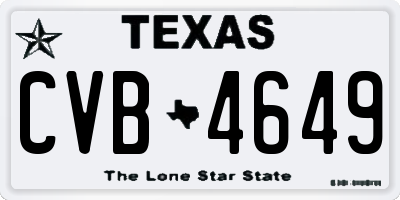 TX license plate CVB4649