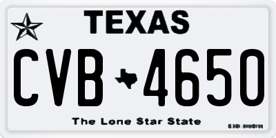 TX license plate CVB4650
