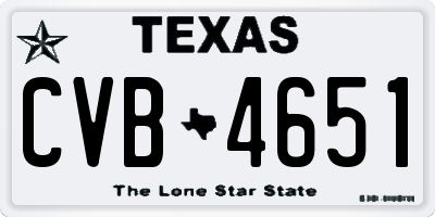 TX license plate CVB4651