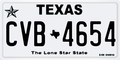TX license plate CVB4654