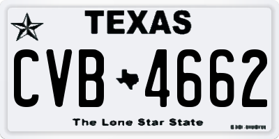 TX license plate CVB4662
