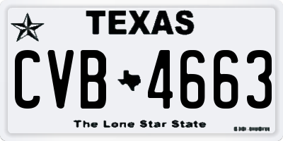 TX license plate CVB4663