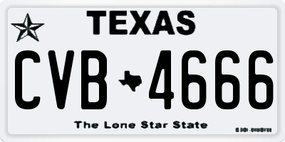 TX license plate CVB4666