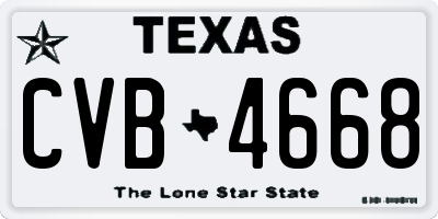TX license plate CVB4668