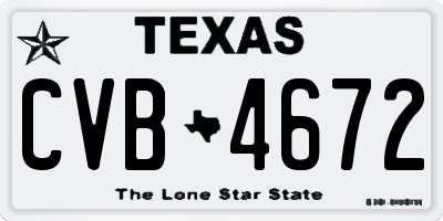 TX license plate CVB4672