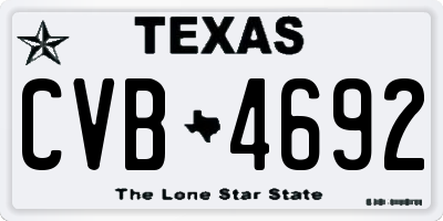 TX license plate CVB4692