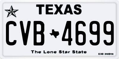 TX license plate CVB4699
