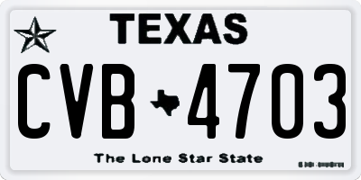 TX license plate CVB4703